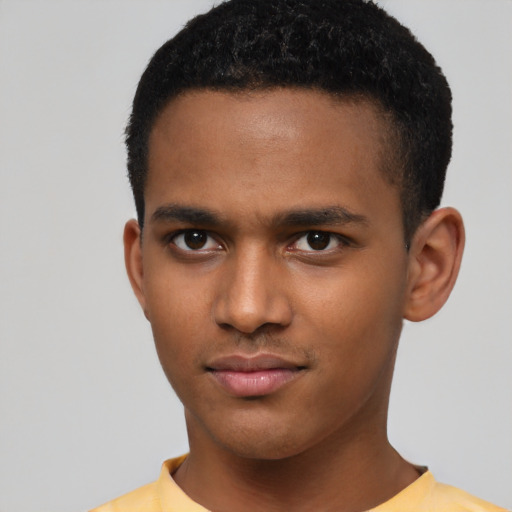 Neutral latino young-adult male with short  brown hair and brown eyes