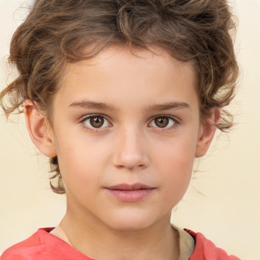 Neutral white child male with short  brown hair and brown eyes