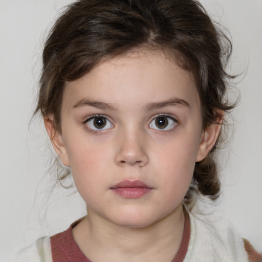 Neutral white child female with medium  brown hair and brown eyes