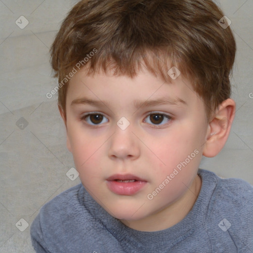 Neutral white child male with short  brown hair and brown eyes