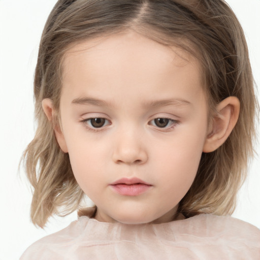 Neutral white child female with medium  brown hair and brown eyes