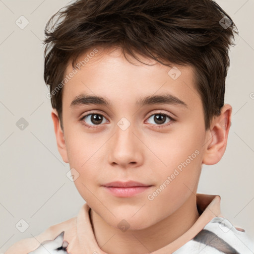 Neutral white child male with short  brown hair and brown eyes