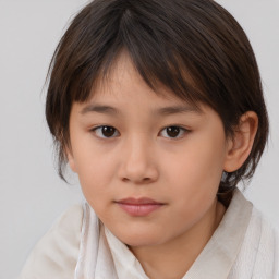 Neutral white child female with medium  brown hair and brown eyes