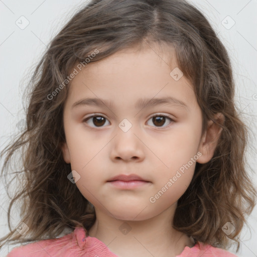 Neutral white child female with medium  brown hair and brown eyes