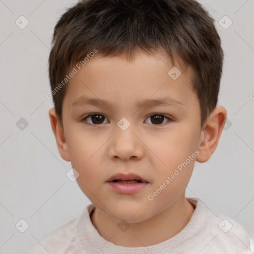 Neutral white child male with short  brown hair and brown eyes