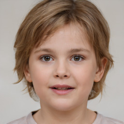 Neutral white child female with medium  brown hair and brown eyes