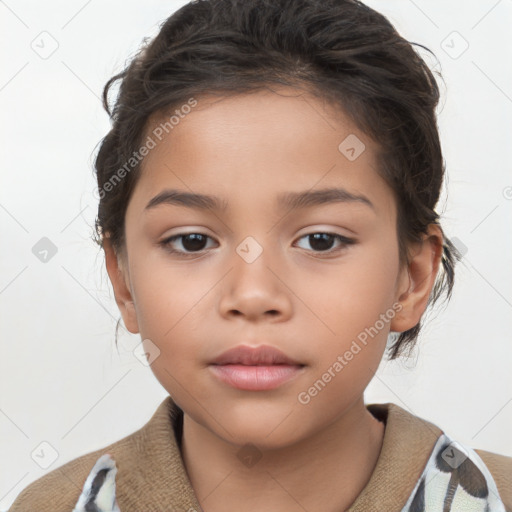 Neutral white child female with short  brown hair and brown eyes