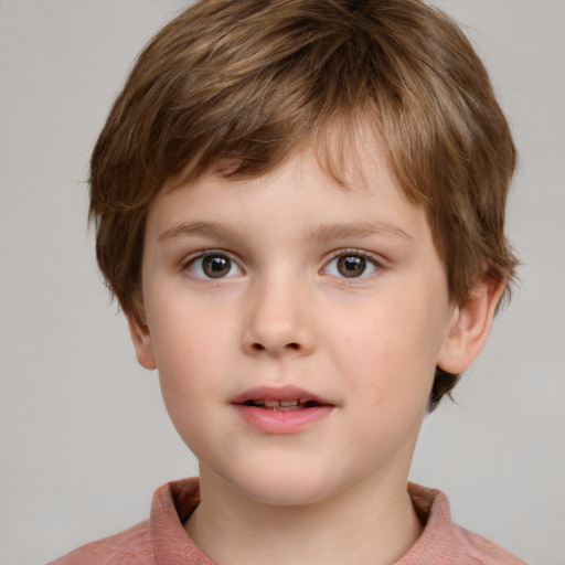 Neutral white child male with medium  brown hair and grey eyes