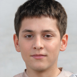 Neutral white child male with short  brown hair and brown eyes