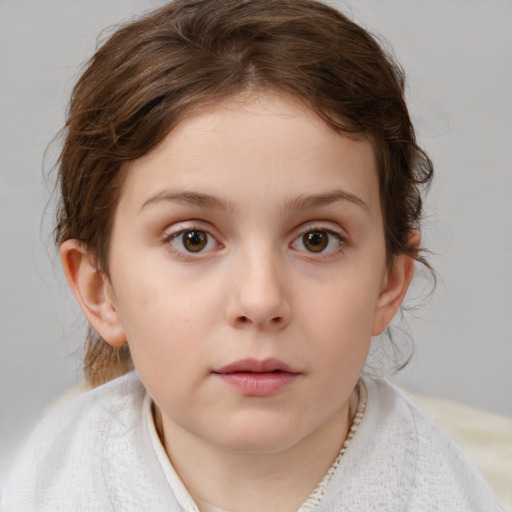 Neutral white child female with medium  brown hair and brown eyes