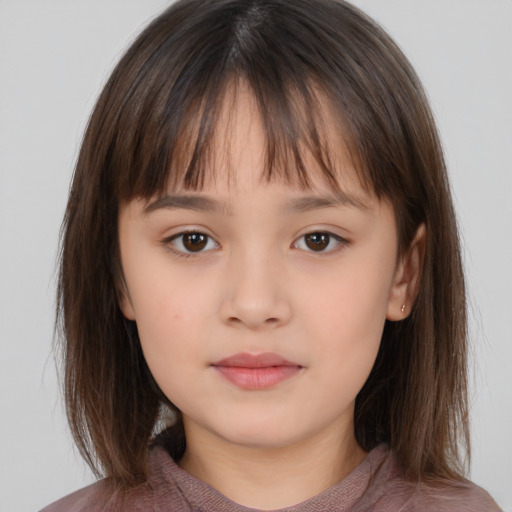 Neutral white child female with medium  brown hair and brown eyes