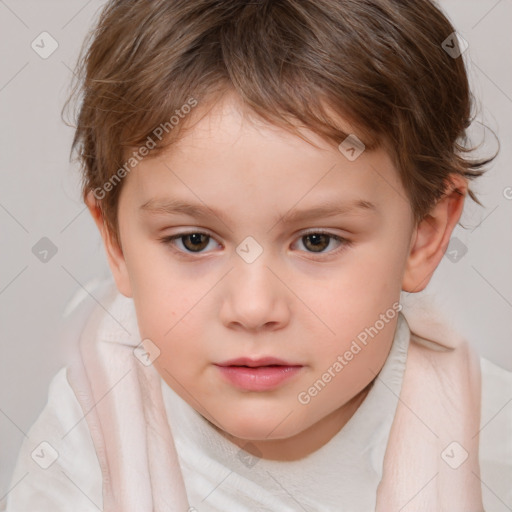 Neutral white child female with short  brown hair and brown eyes