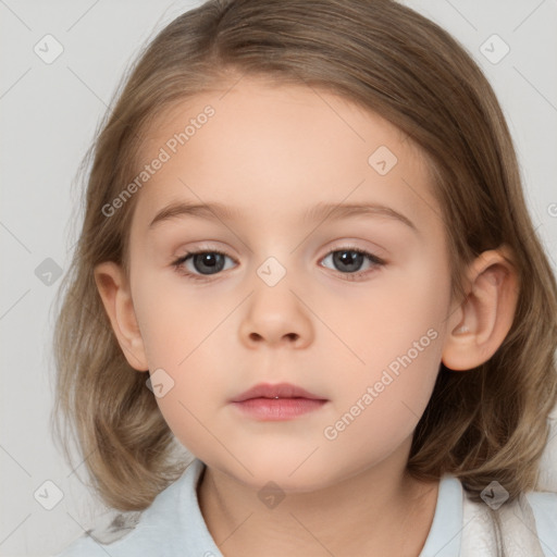 Neutral white child female with medium  brown hair and brown eyes