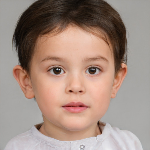 Neutral white child male with short  brown hair and brown eyes