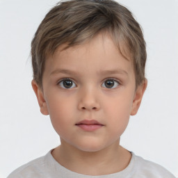 Neutral white child male with short  brown hair and brown eyes