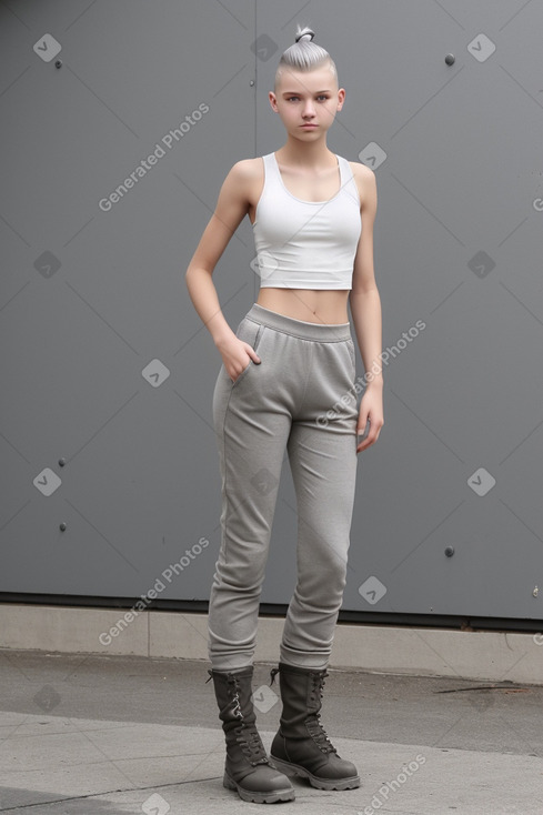 Latvian teenager girl with  gray hair