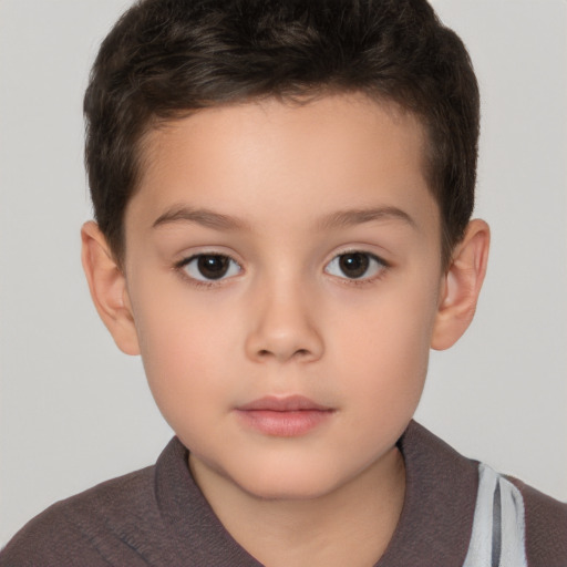 Neutral white child male with short  brown hair and brown eyes