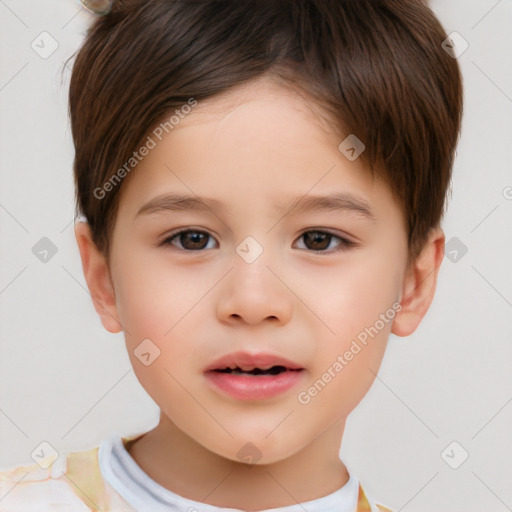 Neutral white child male with short  brown hair and brown eyes