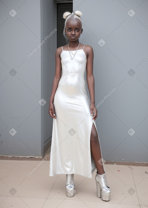 Sudanese teenager girl with  white hair