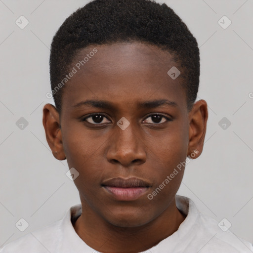 Neutral black young-adult male with short  brown hair and brown eyes