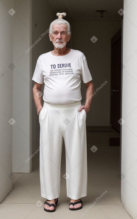 Caucasian elderly male with  white hair