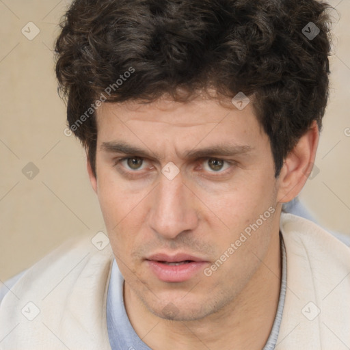 Neutral white adult male with short  brown hair and brown eyes