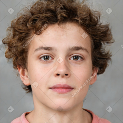 Neutral white child male with short  brown hair and brown eyes