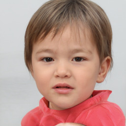 Neutral white child female with short  brown hair and brown eyes