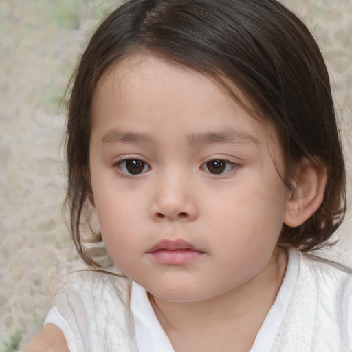 Neutral white child female with medium  brown hair and brown eyes