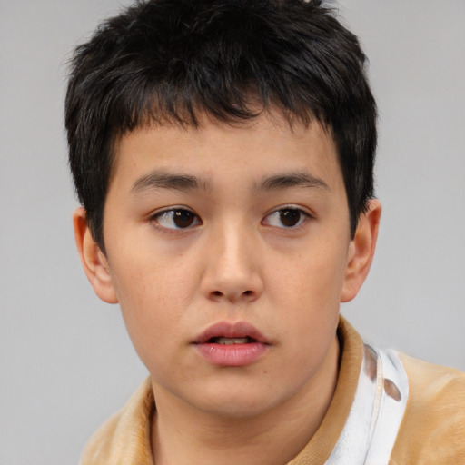 Neutral white child male with short  brown hair and brown eyes