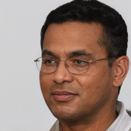Neutral asian adult male with short  black hair and brown eyes