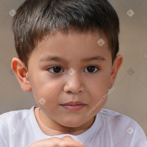 Neutral white child male with short  brown hair and brown eyes