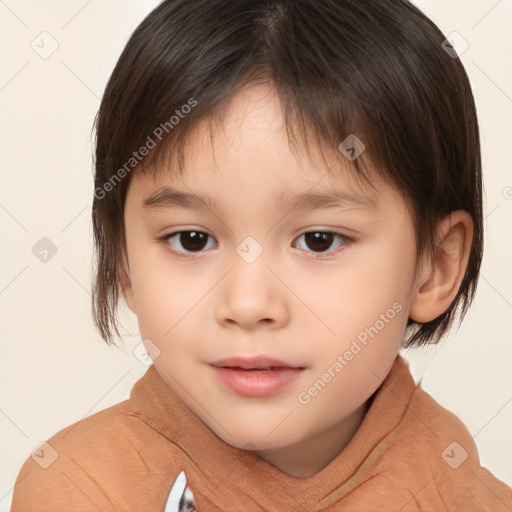 Neutral white child female with medium  brown hair and brown eyes