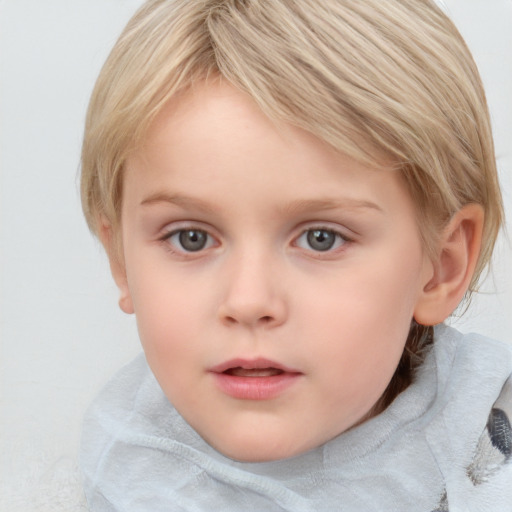 Neutral white child female with medium  brown hair and blue eyes