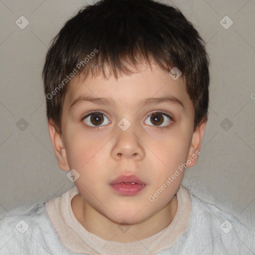 Neutral white child male with short  brown hair and brown eyes