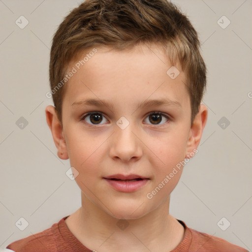 Neutral white child male with short  brown hair and brown eyes