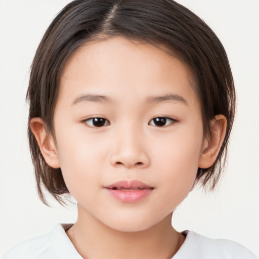 Neutral white child female with medium  brown hair and brown eyes