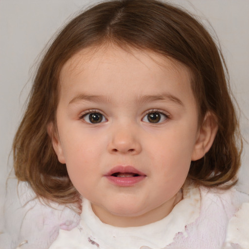 Neutral white child female with medium  brown hair and brown eyes