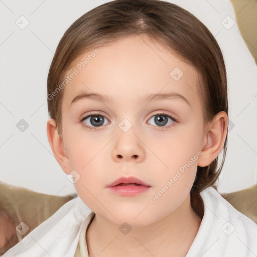 Neutral white child female with medium  brown hair and brown eyes