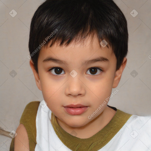 Neutral white child male with short  brown hair and brown eyes