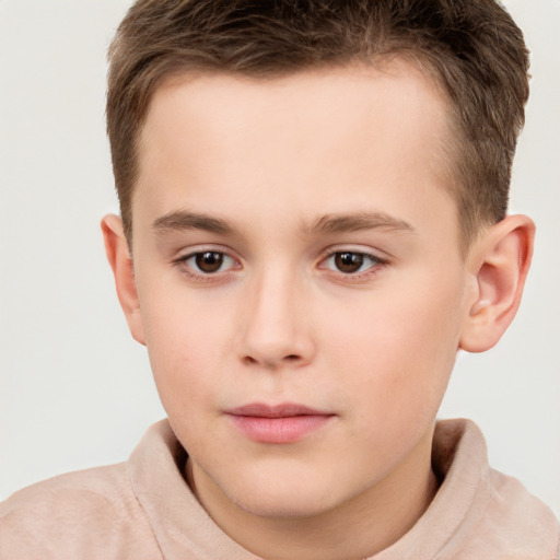 Neutral white child male with short  brown hair and brown eyes