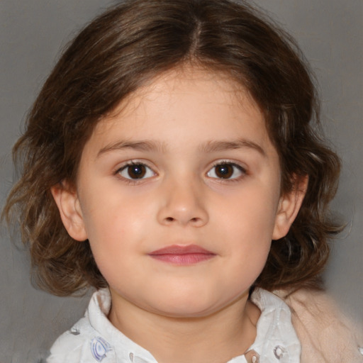 Neutral white child female with medium  brown hair and brown eyes