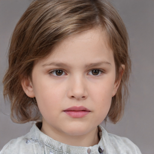 Neutral white child female with medium  brown hair and brown eyes