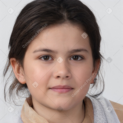 Neutral white child female with medium  brown hair and brown eyes