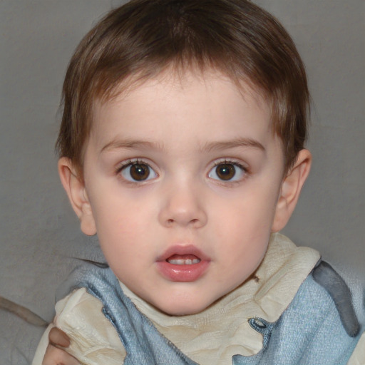 Neutral white child male with short  brown hair and brown eyes