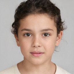 Neutral white child female with short  brown hair and brown eyes