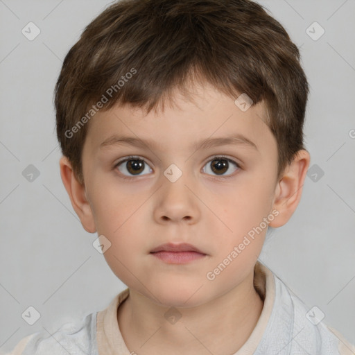 Neutral white child male with short  brown hair and brown eyes