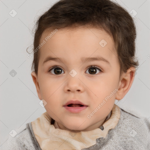 Neutral white child male with short  brown hair and brown eyes