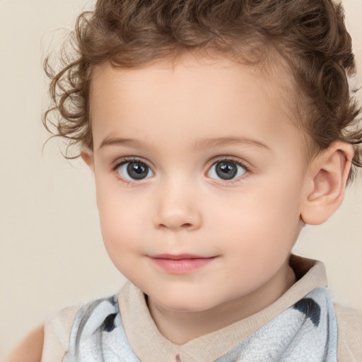 Neutral white child female with short  brown hair and brown eyes