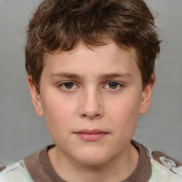 Neutral white child male with short  brown hair and brown eyes